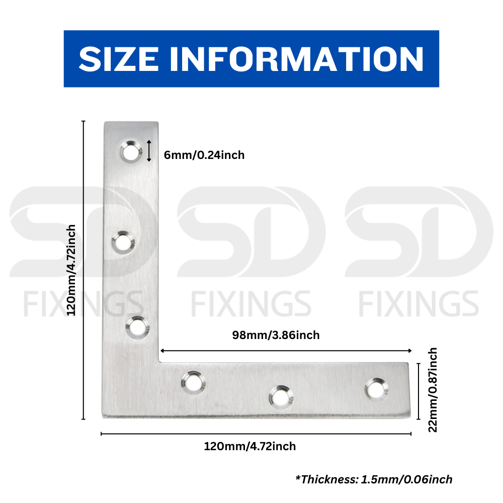 120x120x1.5mm L-Shape Flat Angle Bracket