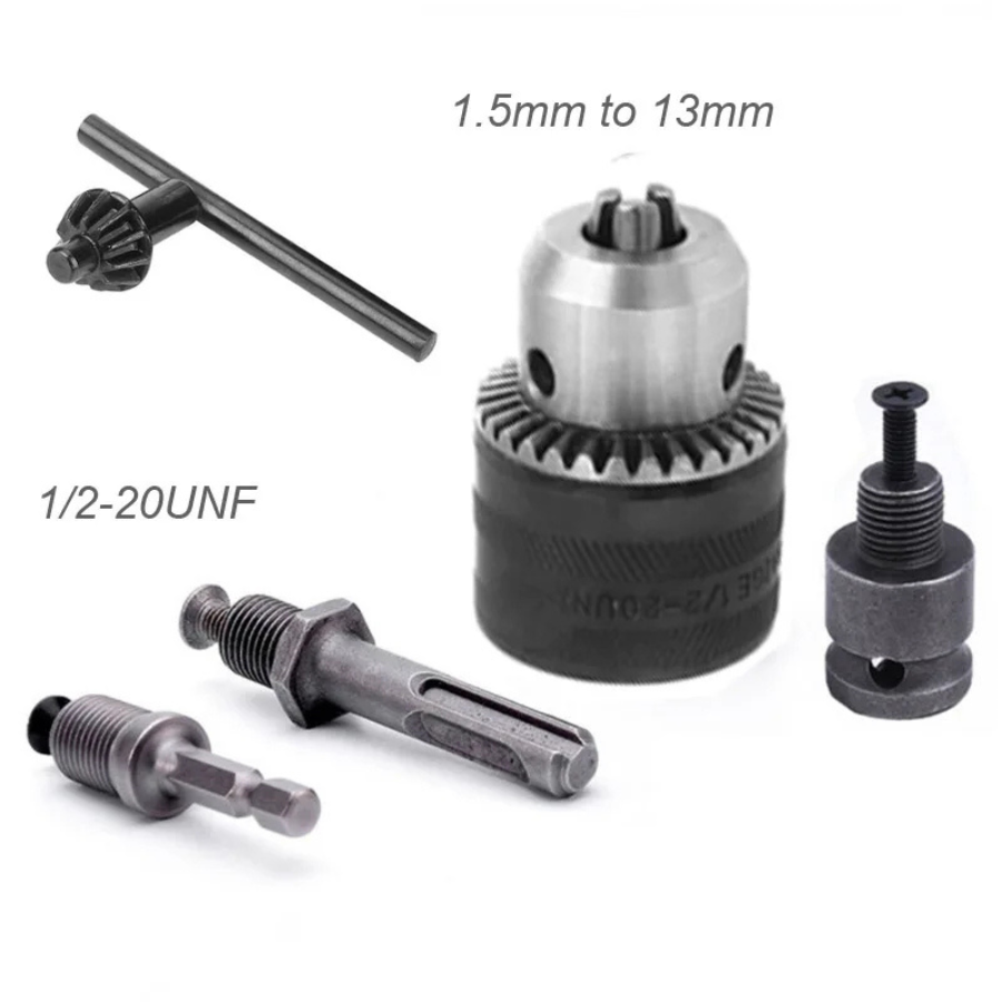 Keyed Chuck With 3pcs Adaptors (1/4" Hex, SDS Plus, Square Adaptor)