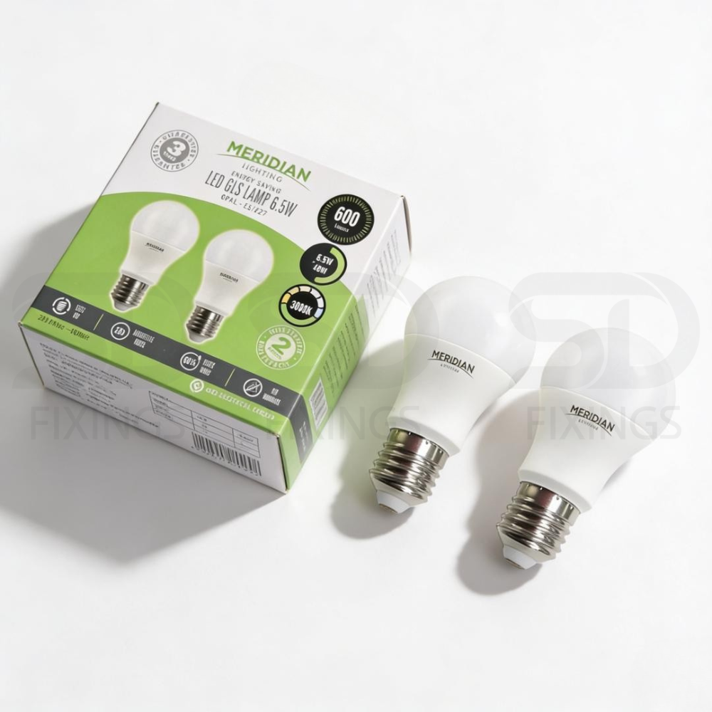 LED E27 ES GLS Bulb 6.5W Warm White 3000K 600 Lumens – Pack of 2 Non-Dimmable Light Bulbs for Home Lighting
