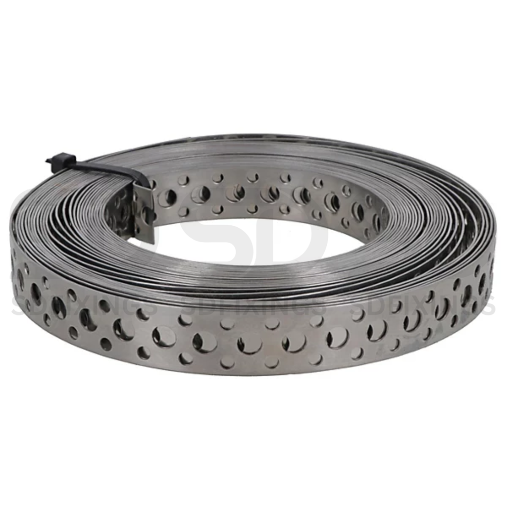 12x7mm Galvanised Steel Fixing Strap 10m 5-Hole