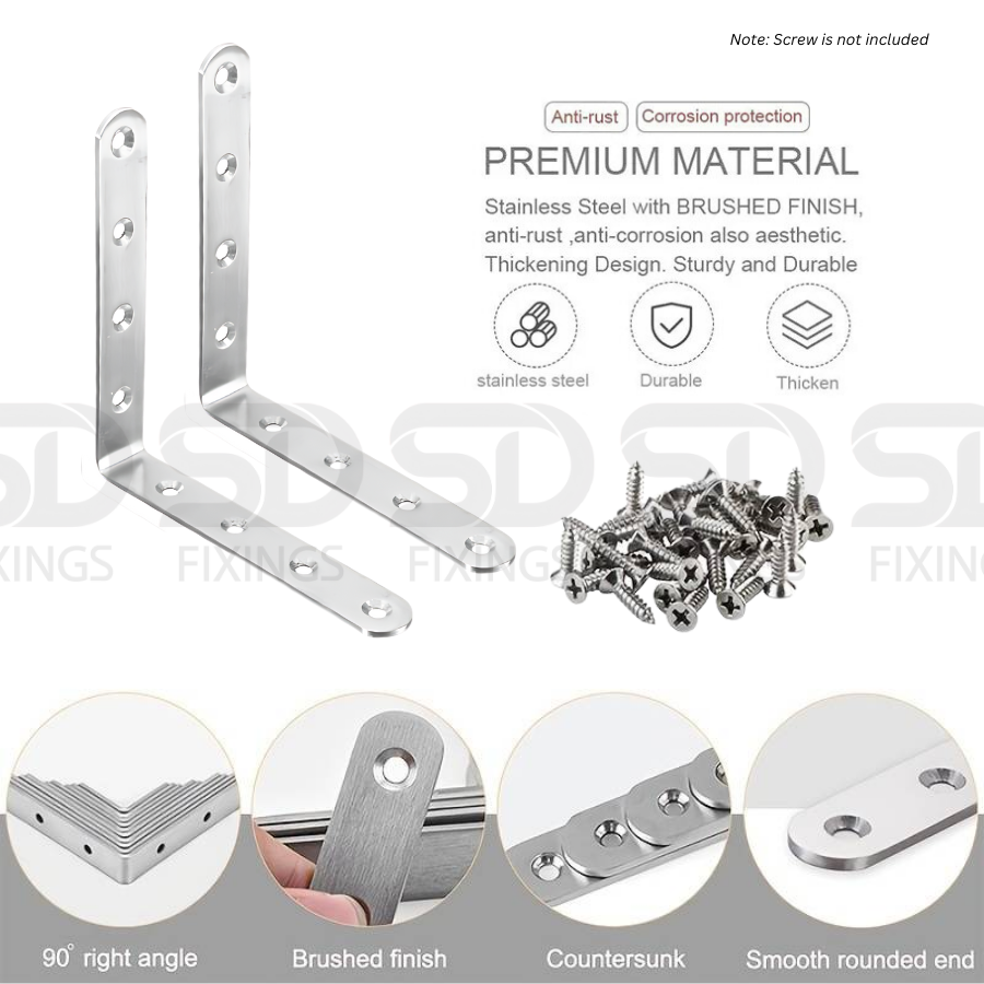 10 PCS Angle L Shaped Brackets 125x125x20mm