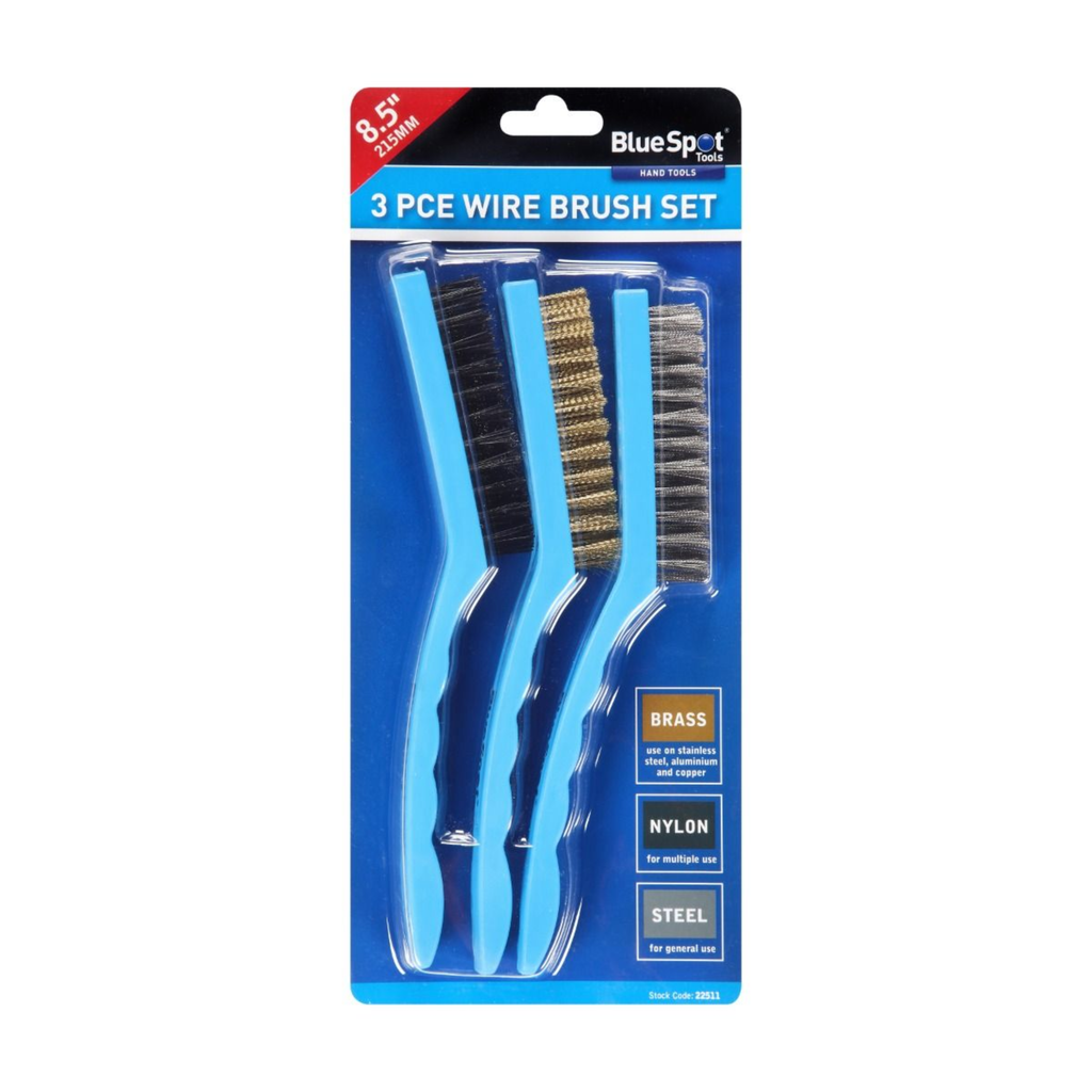 Blue Spot Tools 215mm (8.5") 3 PCE Wire Brush Set