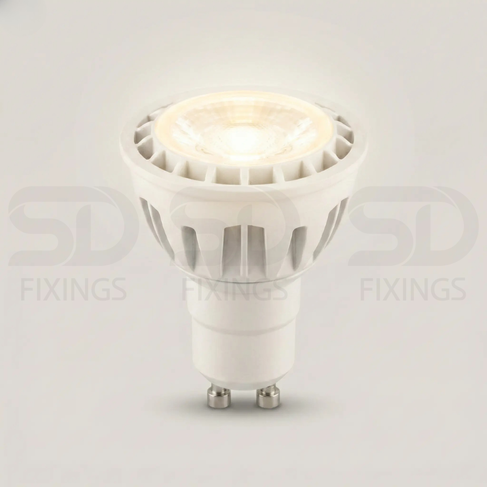 6W GU10 LED Spotlight Bulb, 3000K Warm White, Non-Dimmable COB LED with Lens Diffuser, AC175–250V – Meridian Lighting