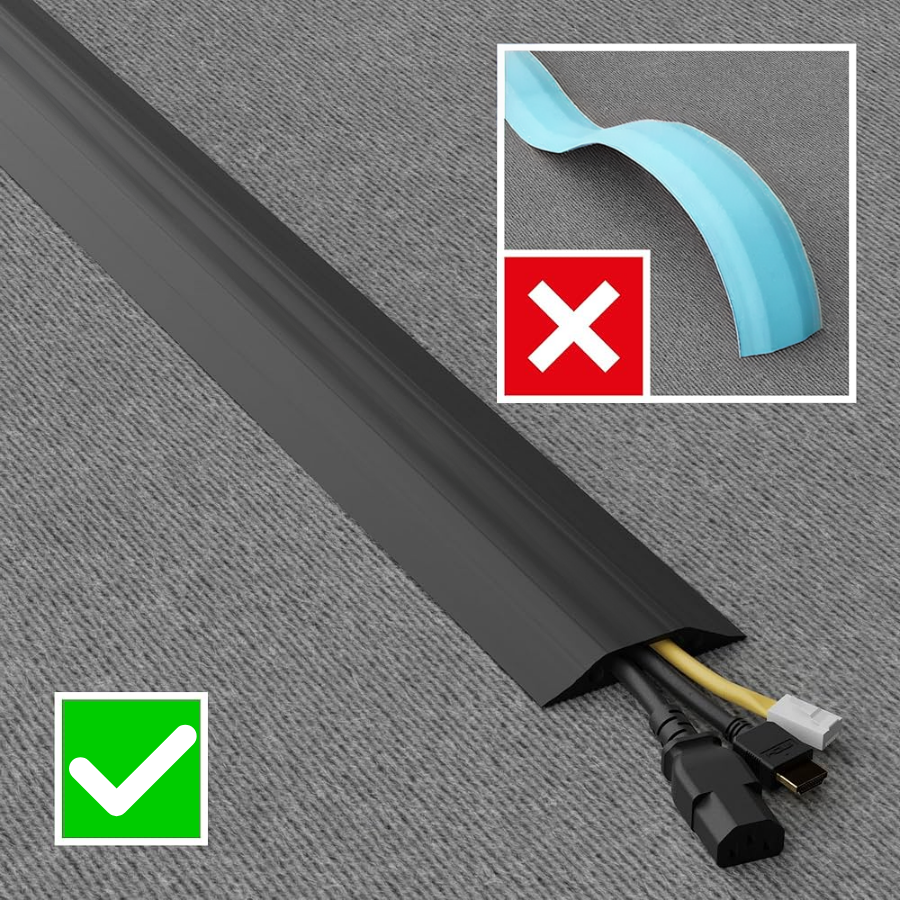 1M Black Floor Cable Protector – Heavy-Duty Cord Cover for Office, Home & Events