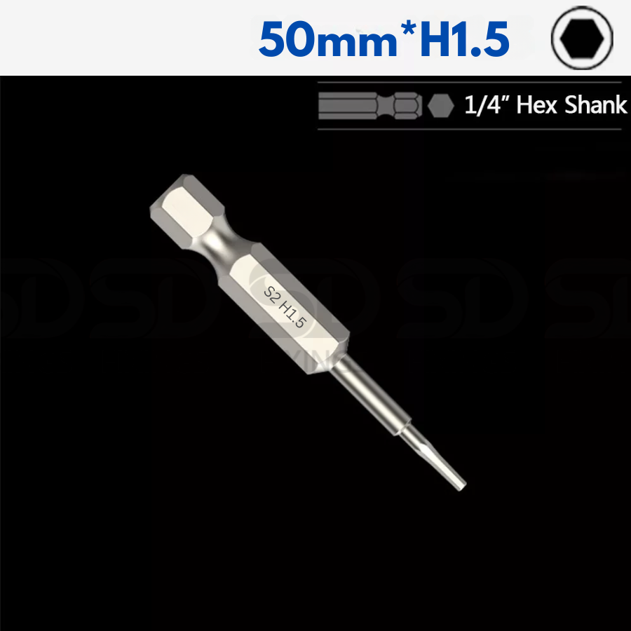 Screwdriver Bit 1/4" Hex 50mm - H1.5-H12