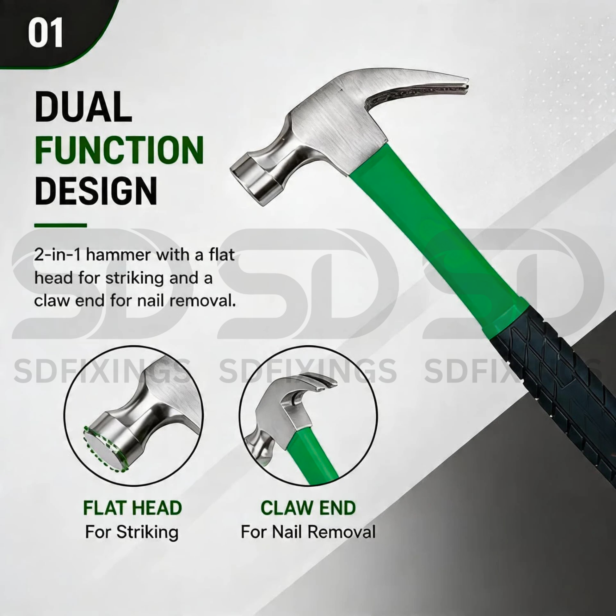 0.25kg Claw Hammer with Fiberglass Handle