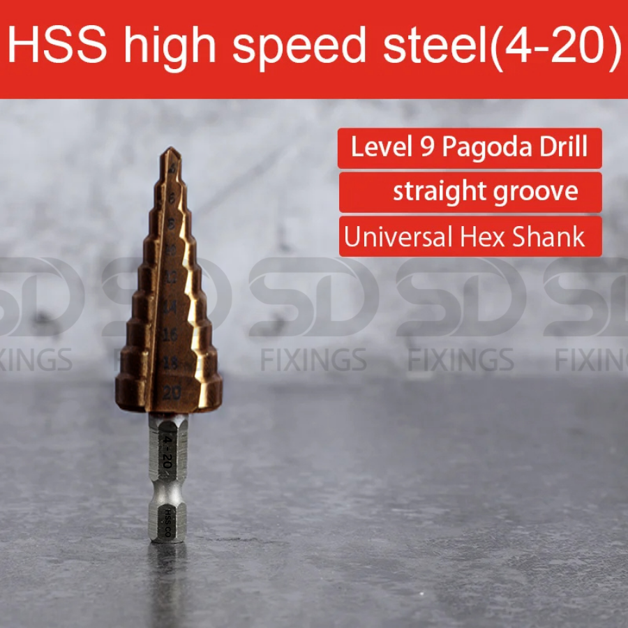 SET OF 3PCS Cobalt Step Drill Bit