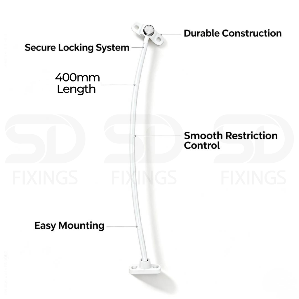 SDFIXINGS Cable Window Restrictor 400mm
