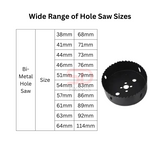 44mm HSS Bi-Metal Hole Saw Cutter for Aluminum, PVC, Board