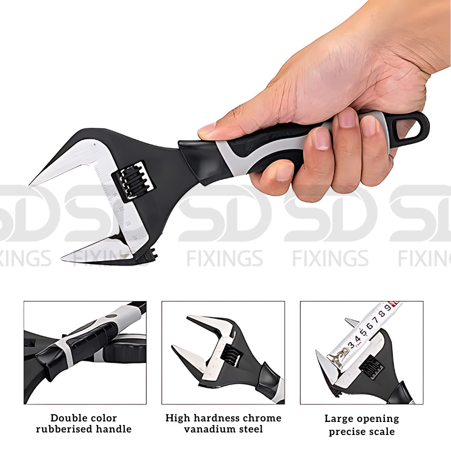 6''-150mm Adjustable Spanner Wrench with Wide Jaw & Comfortable Grip