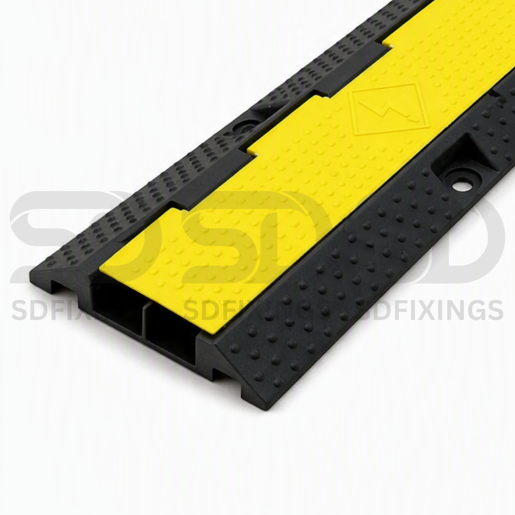 Heavy Duty 2 Channel Cable Protector, Wire Cover Ramp for Pedestrian and Cars