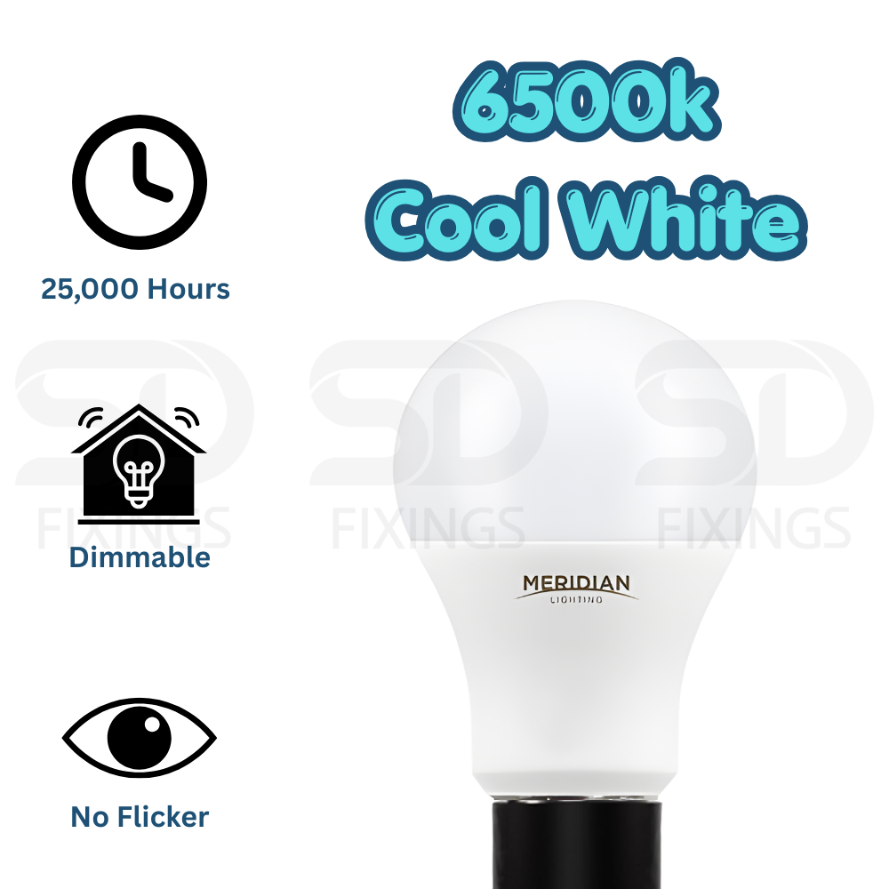 Dimmable LED A60 E27 Bulb 9.5W (6500K Cool White) – Model PES12CW/DIM