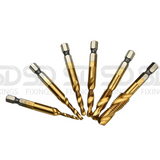 M3-M10 Spiral Tap Drill Bit Set Hex Shank Titanium Coated HSS