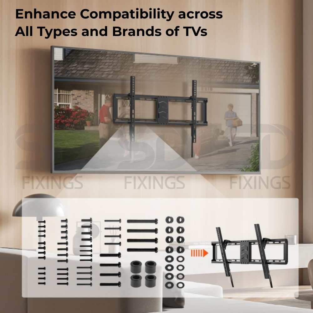 Universal TV Mounting Hardware Screws Kit with Box – Includes M4, M5, M6, M8 Screws, Washers & Spacers – VESA Mount Replacement Screws for TVs Up to 82 Inches