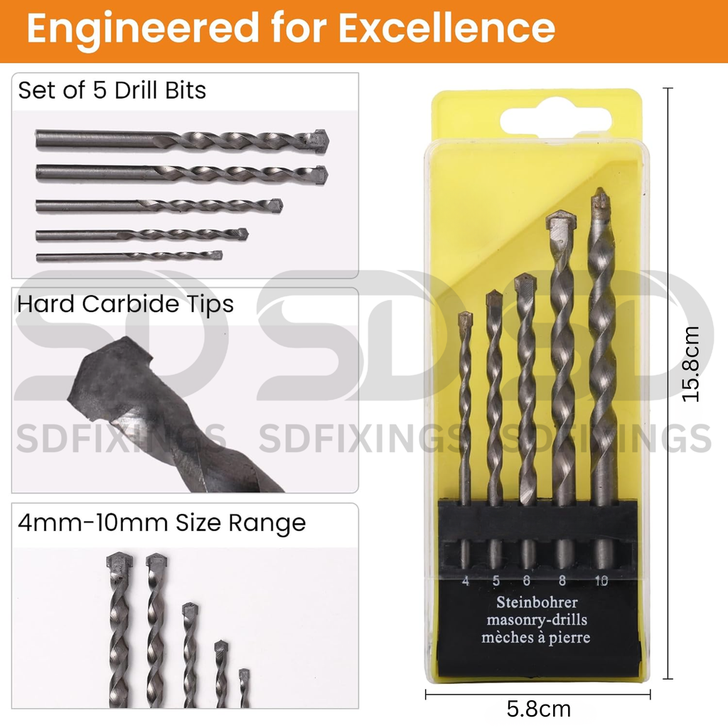 Set 5PCS Mansonry Drill Bit