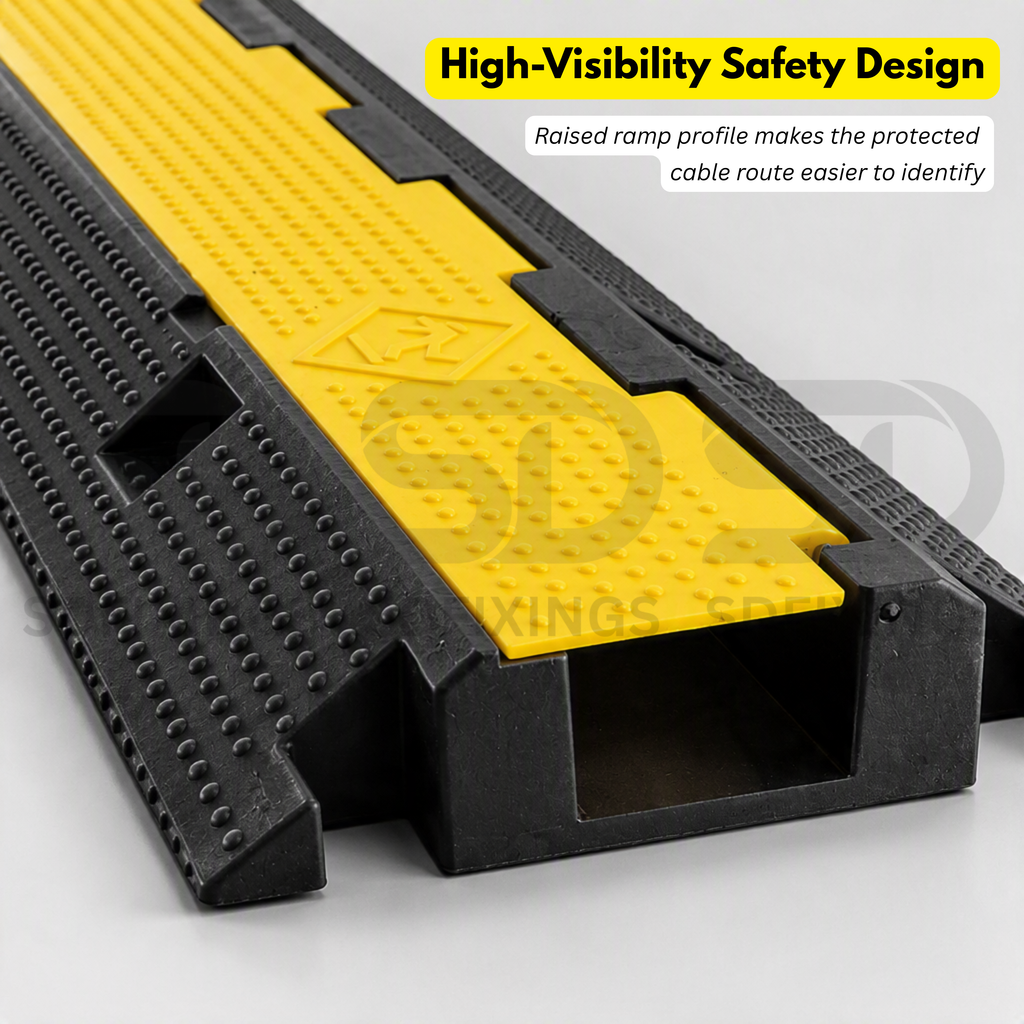 Heavy Duty 1 Channel Cable Protector, Wire Cover Ramp for Pedestrian and Cars