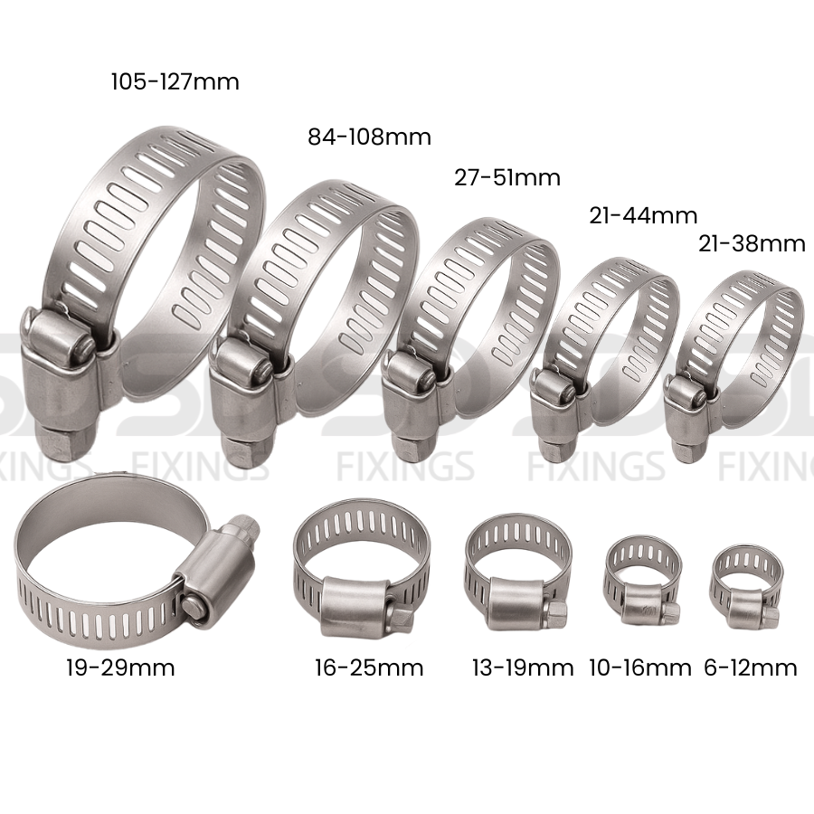 Adjustable Stainless Steel Jubilee Clips with Handle – Worm Drive Hose Clamps  6-12mm