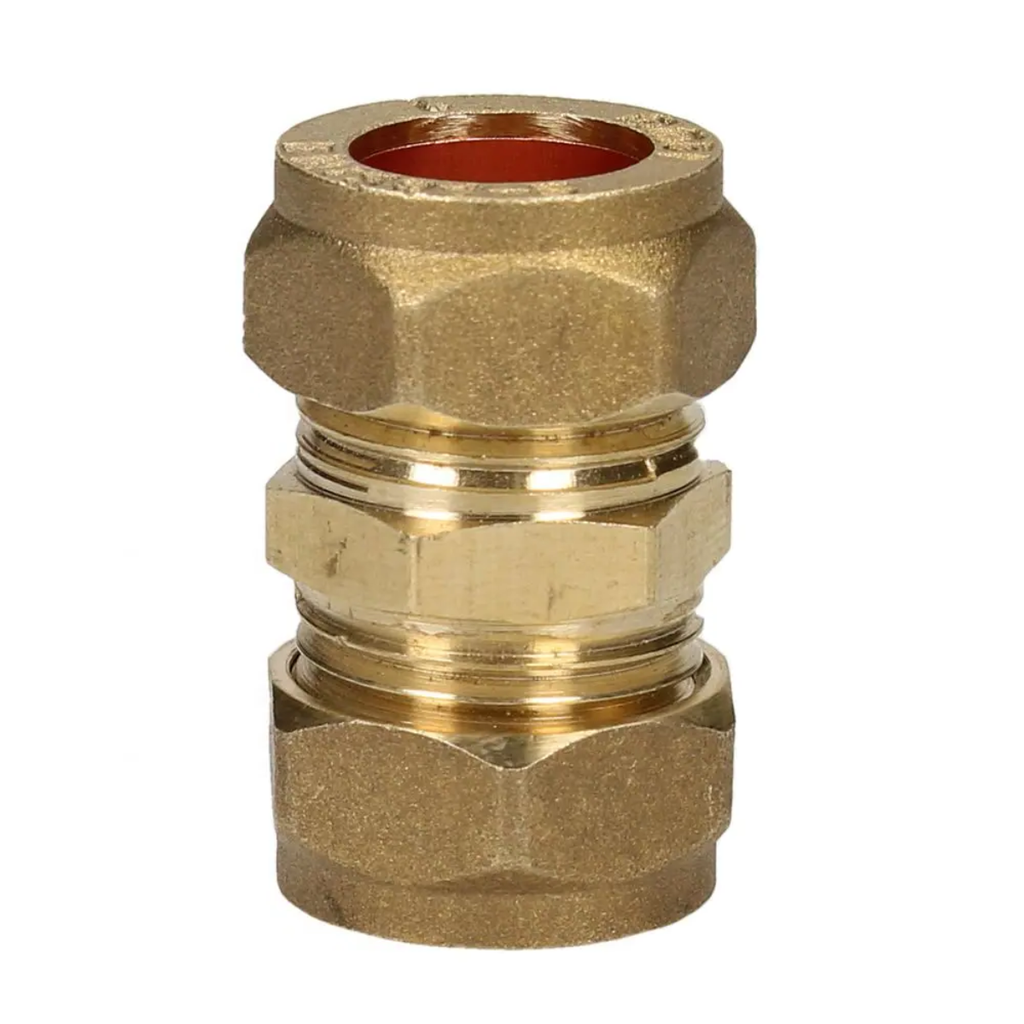 Compression Straight Coupling 35mm – Brass Plumbing Fitting | WRAS Approved Connector for Hot & Cold Water Systems