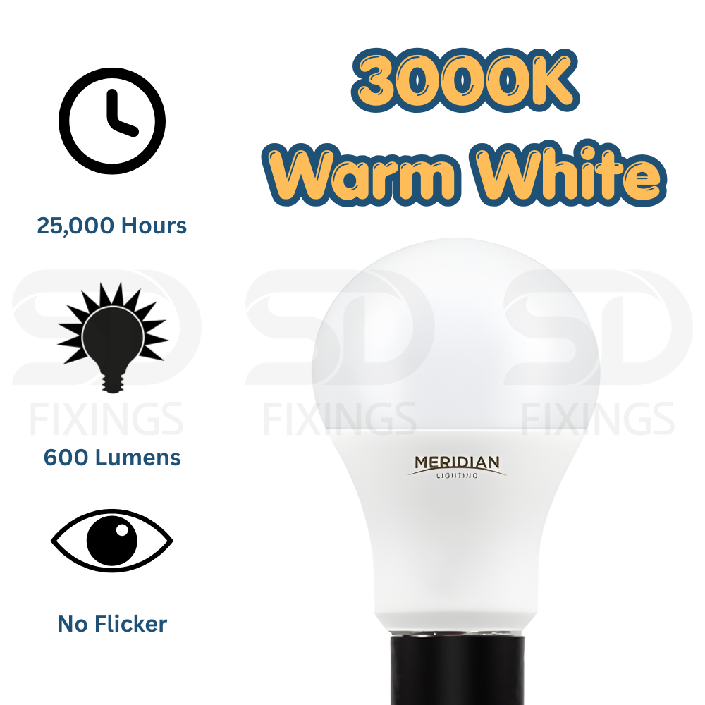 LED E27 ES GLS Bulb 6.5W Warm White 3000K 600 Lumens – Pack of 2 Non-Dimmable Light Bulbs for Home Lighting