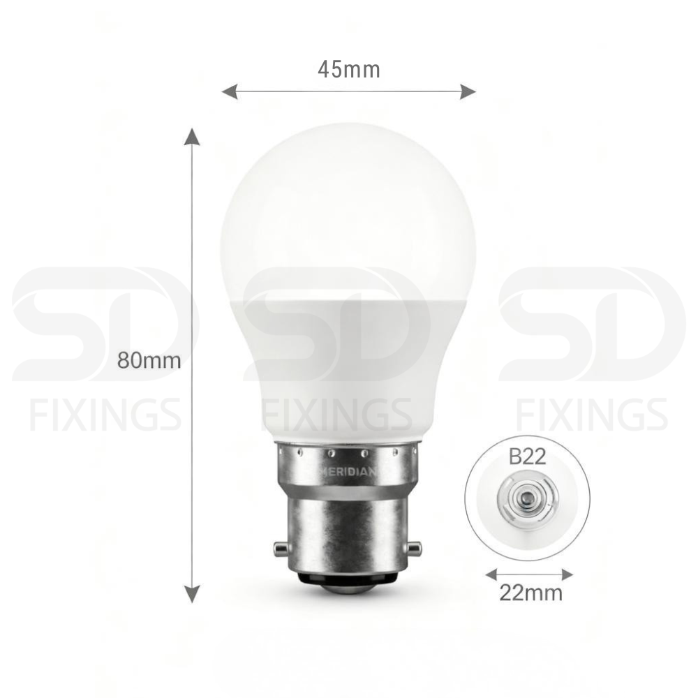 5.5W LED Mini Globe Bulb B22 BC 40W Equivalent Warm White 3000K - Pack of 3