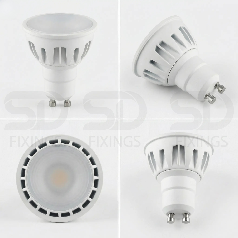 6W GU10 LED Spotlight Bulb, 3000K Warm White, Non-Dimmable COB LED with Lens Diffuser, AC175–250V – Meridian Lighting