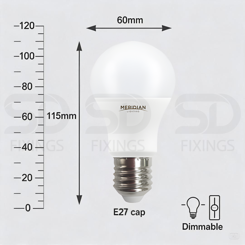 LED E27 Bulb 9.5W A60 GLS Lamp Pack of 2 60W Equivalent 3000K Warm White 806Lm Opal Energy Saving Dimmable