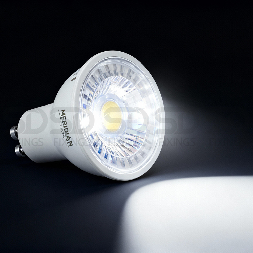 Meridian LED GU10 Bulbs – 3.5W (50W Equivalent), Daylight 6000K, 345lm, Non-Dimmable – Pack of 5