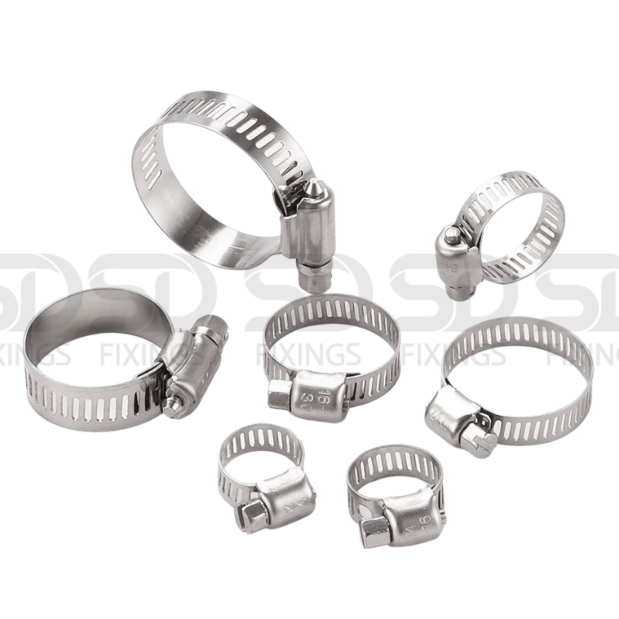 Adjustable Stainless Steel Jubilee Clips with Handle – Worm Drive Hose Clamps  6-12mm