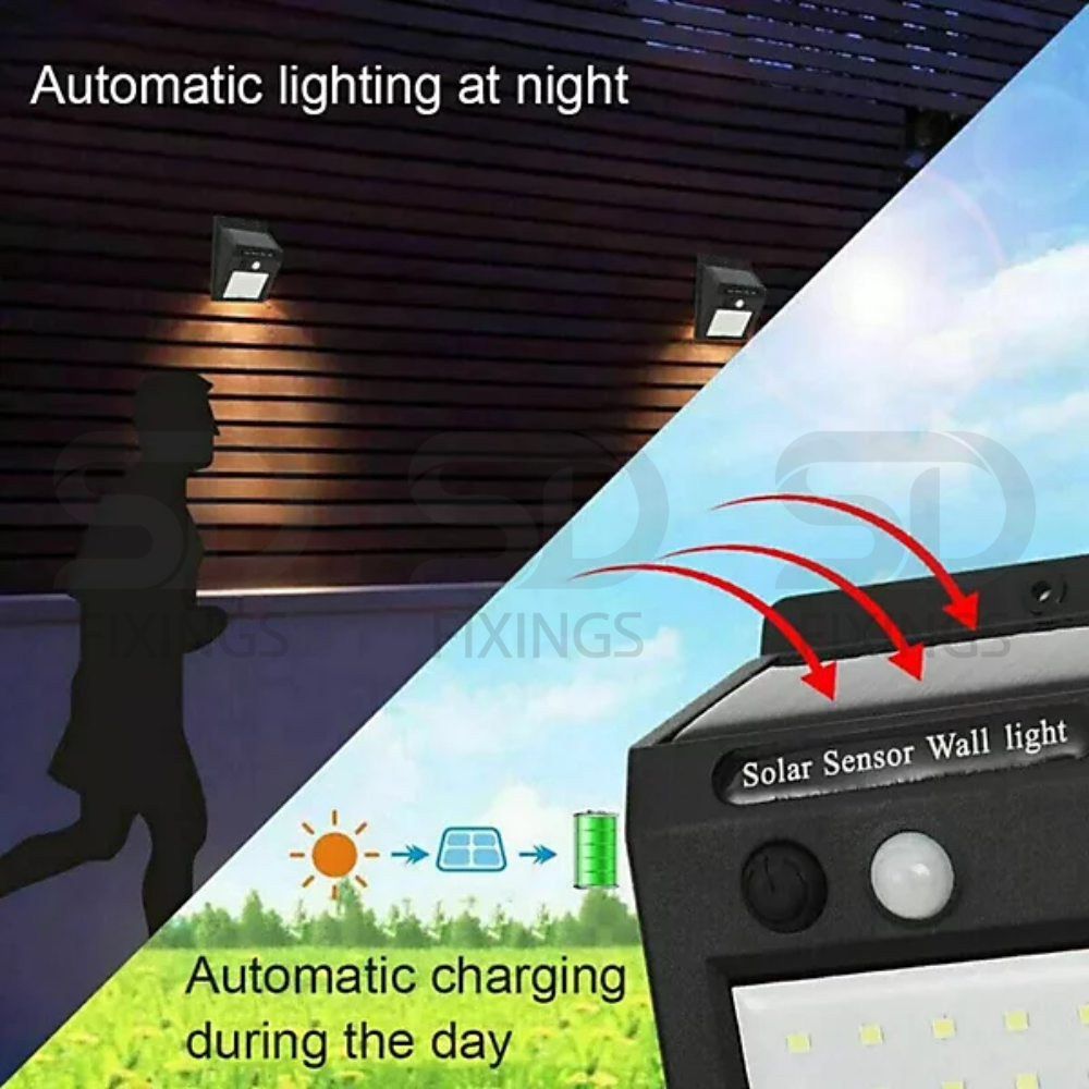 60 LED Solar-Powered Outdoor Security Lights with PIR Motion Sensor, Waterproof Wireless Solar Wall Light for Garden, Street, Yard, Patio