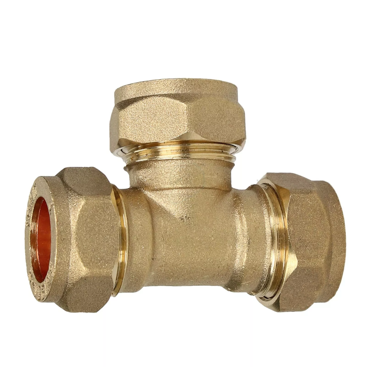 Compression Equal Tee 28mm – Brass Plumbing Tee Fitting for Hot & Cold Water Systems | WRAS Approved Connector