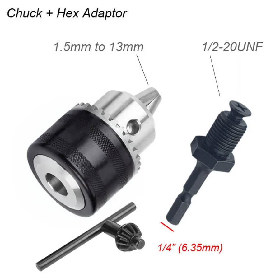 Keyed Chuck With 1/4" Hex