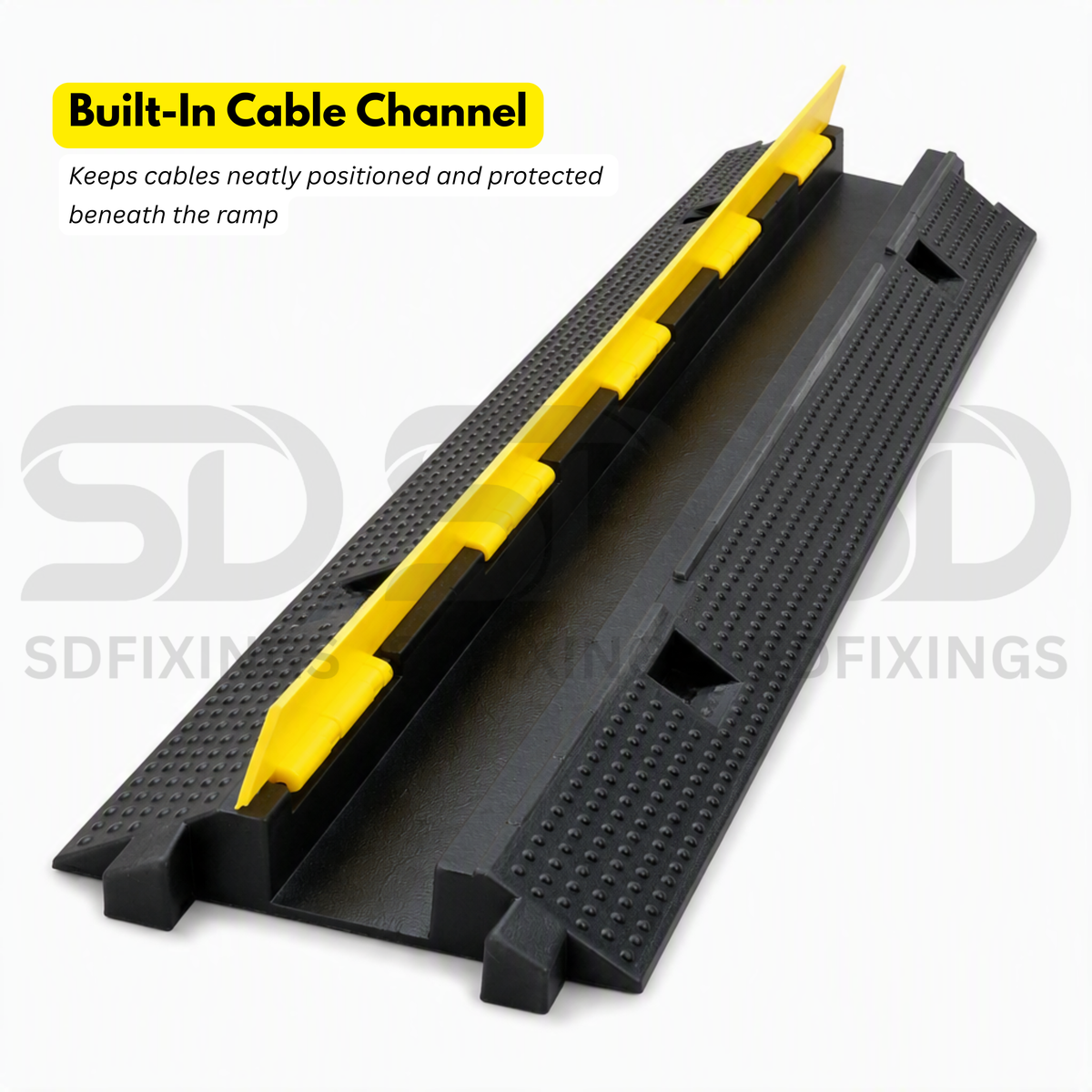Heavy Duty 1 Channel Cable Protector, Wire Cover Ramp for Pedestrian and Cars