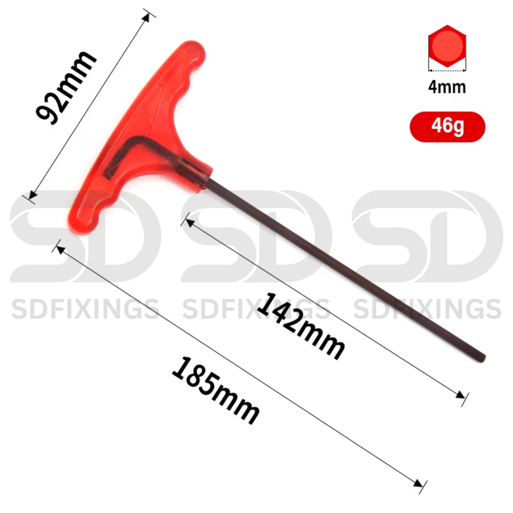 4mm Metric Extra Long Arm T-Handle Hex Key Wrench