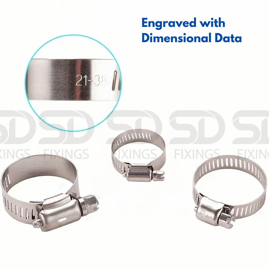Adjustable Stainless Steel Jubilee Clips with Handle – Worm Drive Hose Clamps  6-12mm