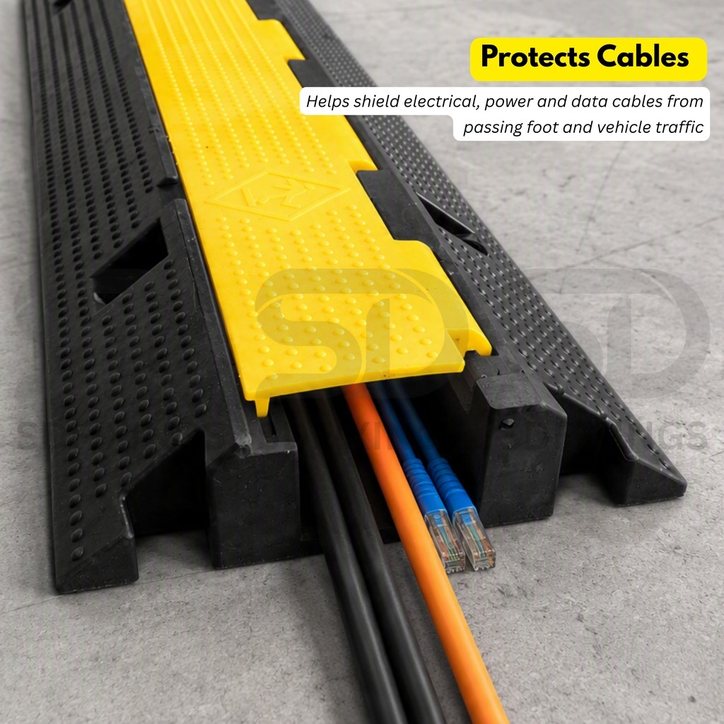 Heavy Duty 1 Channel Cable Protector, Wire Cover Ramp for Pedestrian and Cars