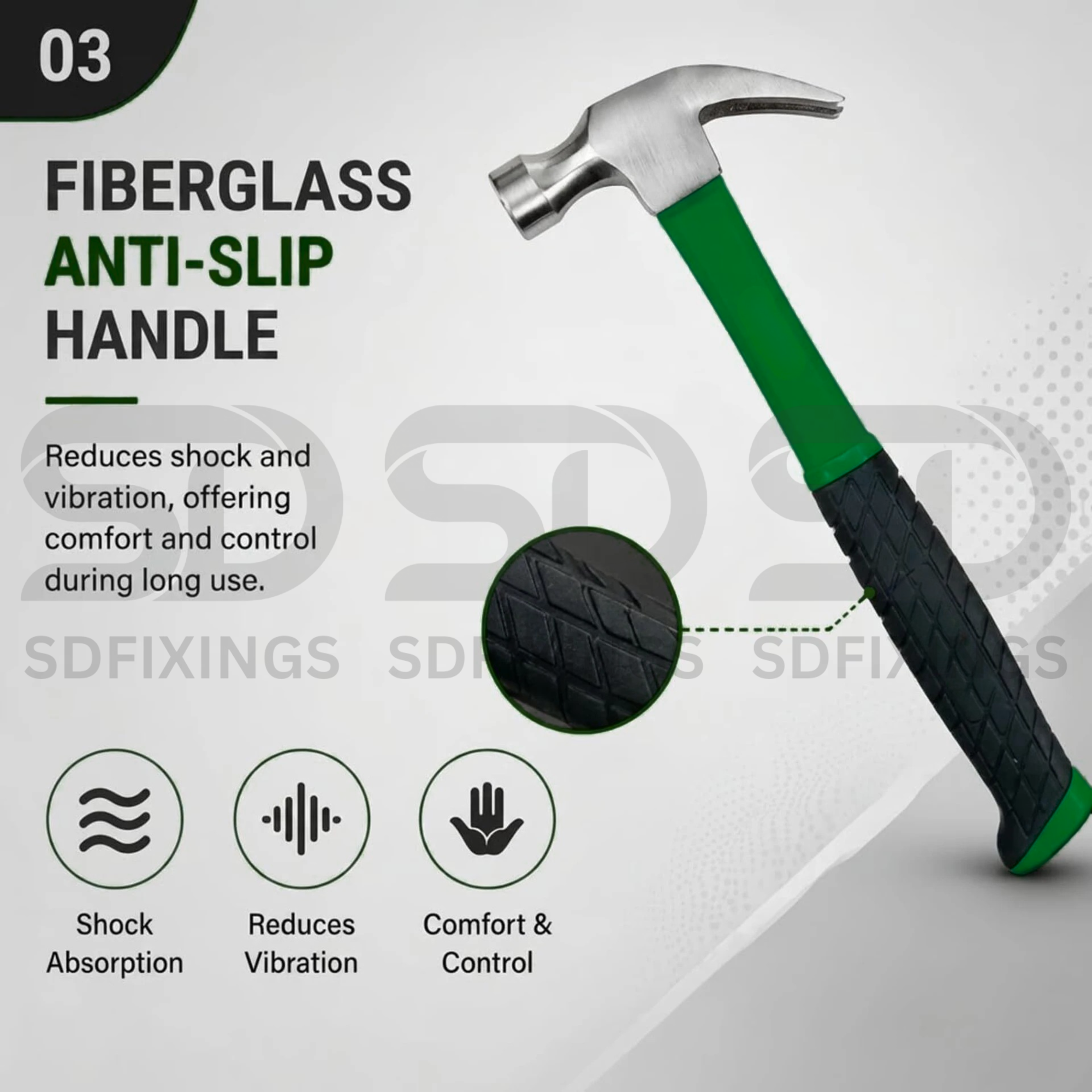 0.25kg Claw Hammer with Fiberglass Handle