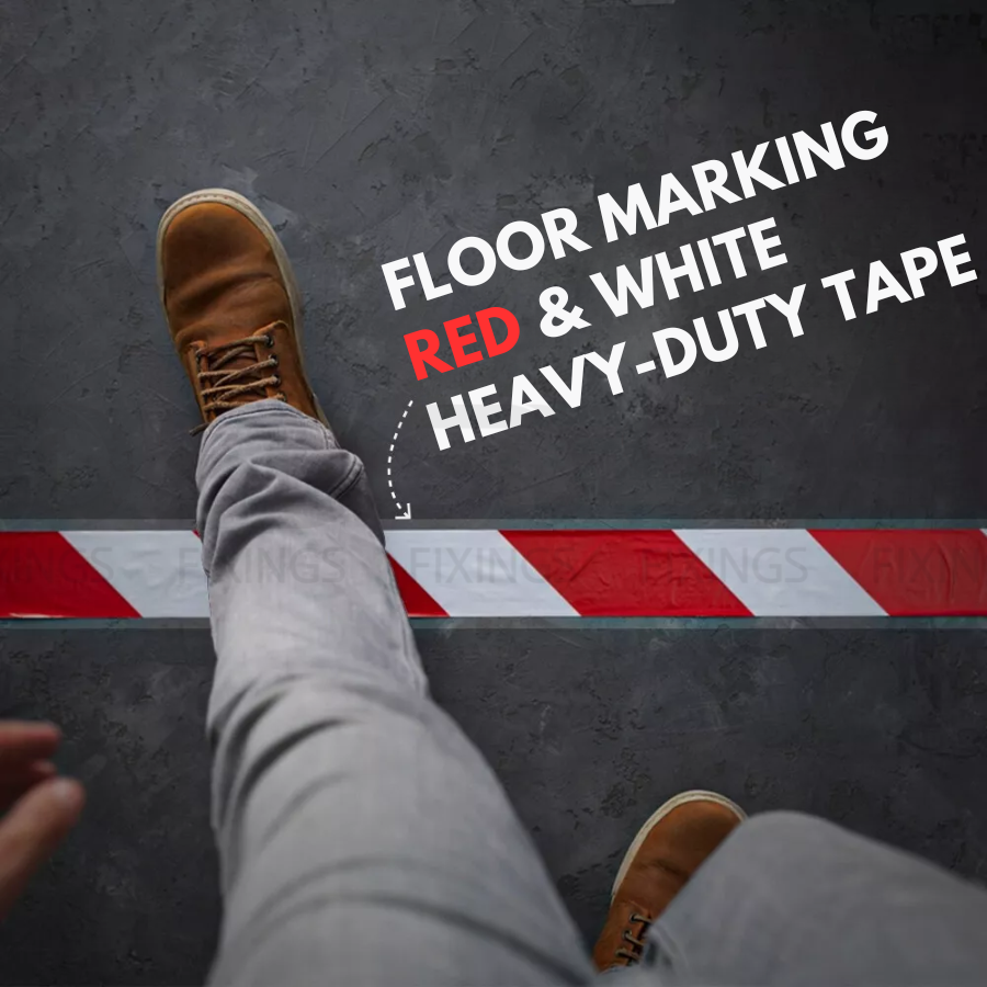 Hazard Tape - Red & White - 50mm x 33M