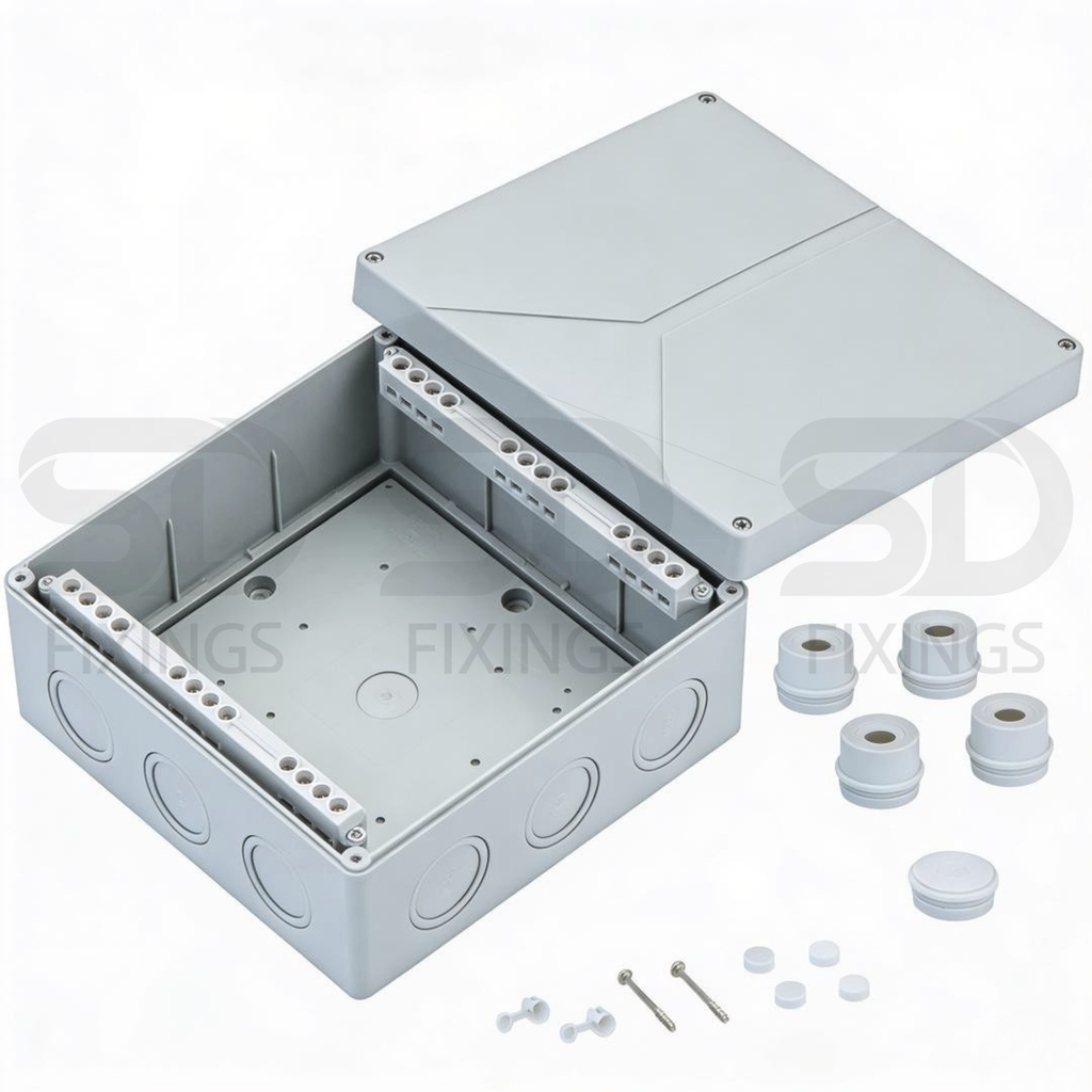 Abox 350-35² Junction Box | Grey Polycarbonate | 250×250×115mm | IP65/IP54