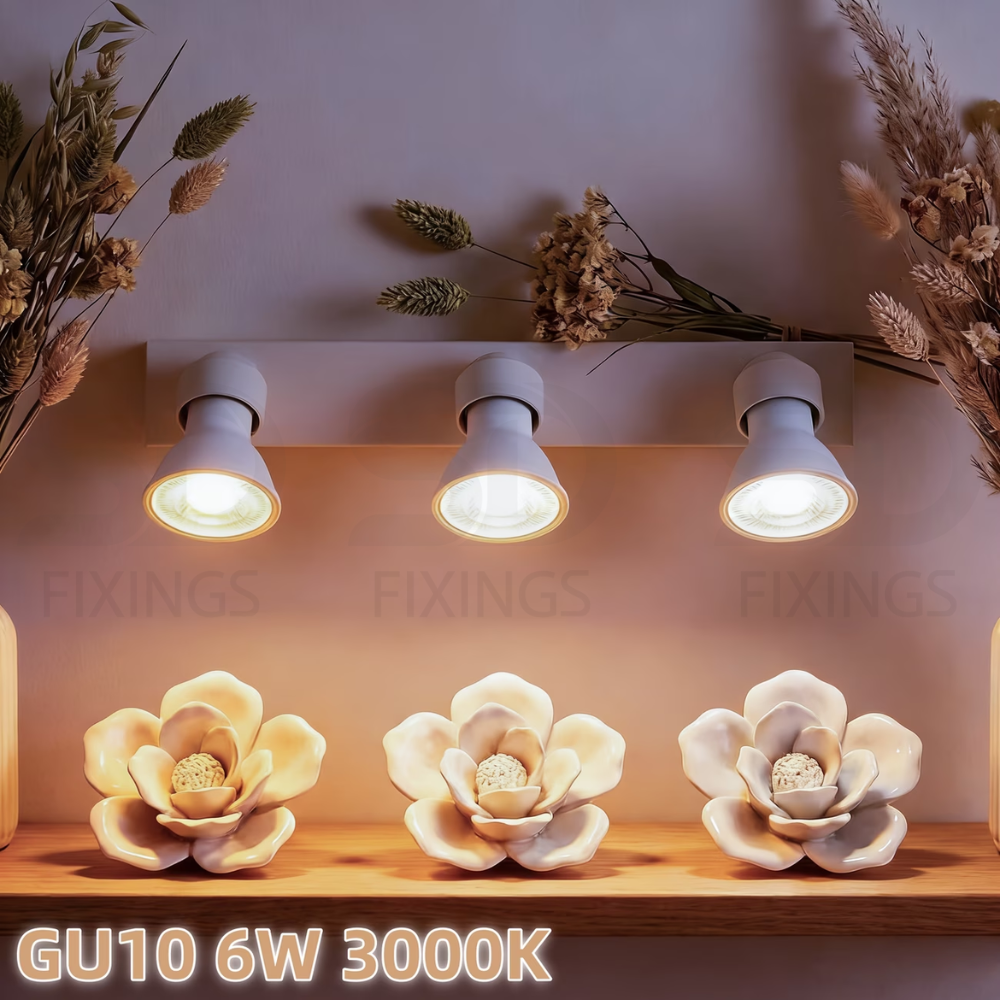 6W GU10 LED Spotlight Bulb, 3000K Warm White, Non-Dimmable COB LED with Lens Diffuser, AC175–250V – Meridian Lighting