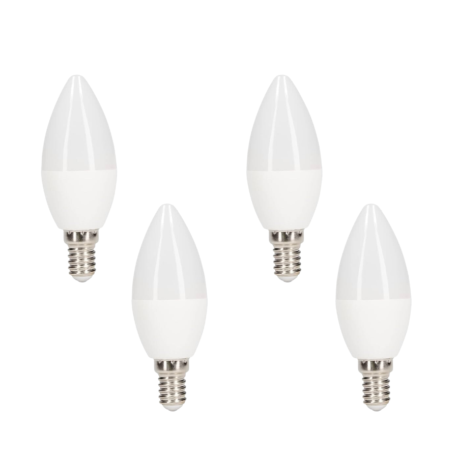Meridian 5.5W SES/E14 Opal Dimmable Candle LED Bulbs (Pack of 4) | 3000K Warm White