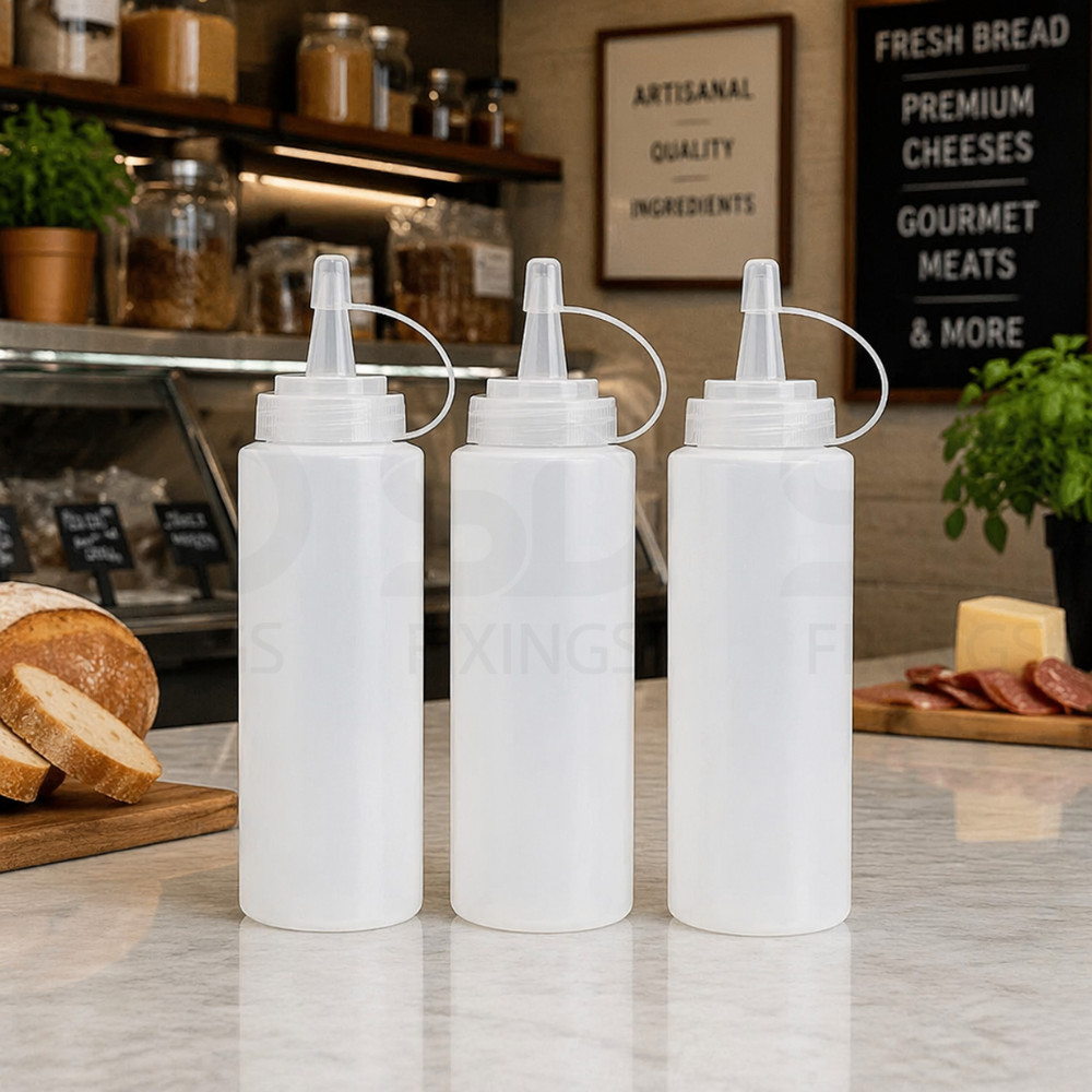 Condiment Squeeze Sauce Bottles with Cap – 800ml / 28oz