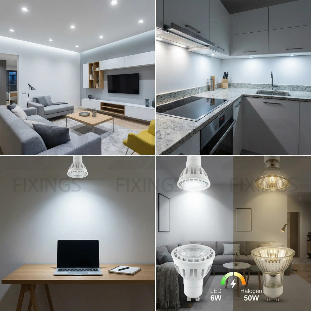 6W LED GU10 Spotlight Bulb, 6500K Cool White, Non-Dimmable, COB LED Lamp AC175–250V – Meridian Lighting