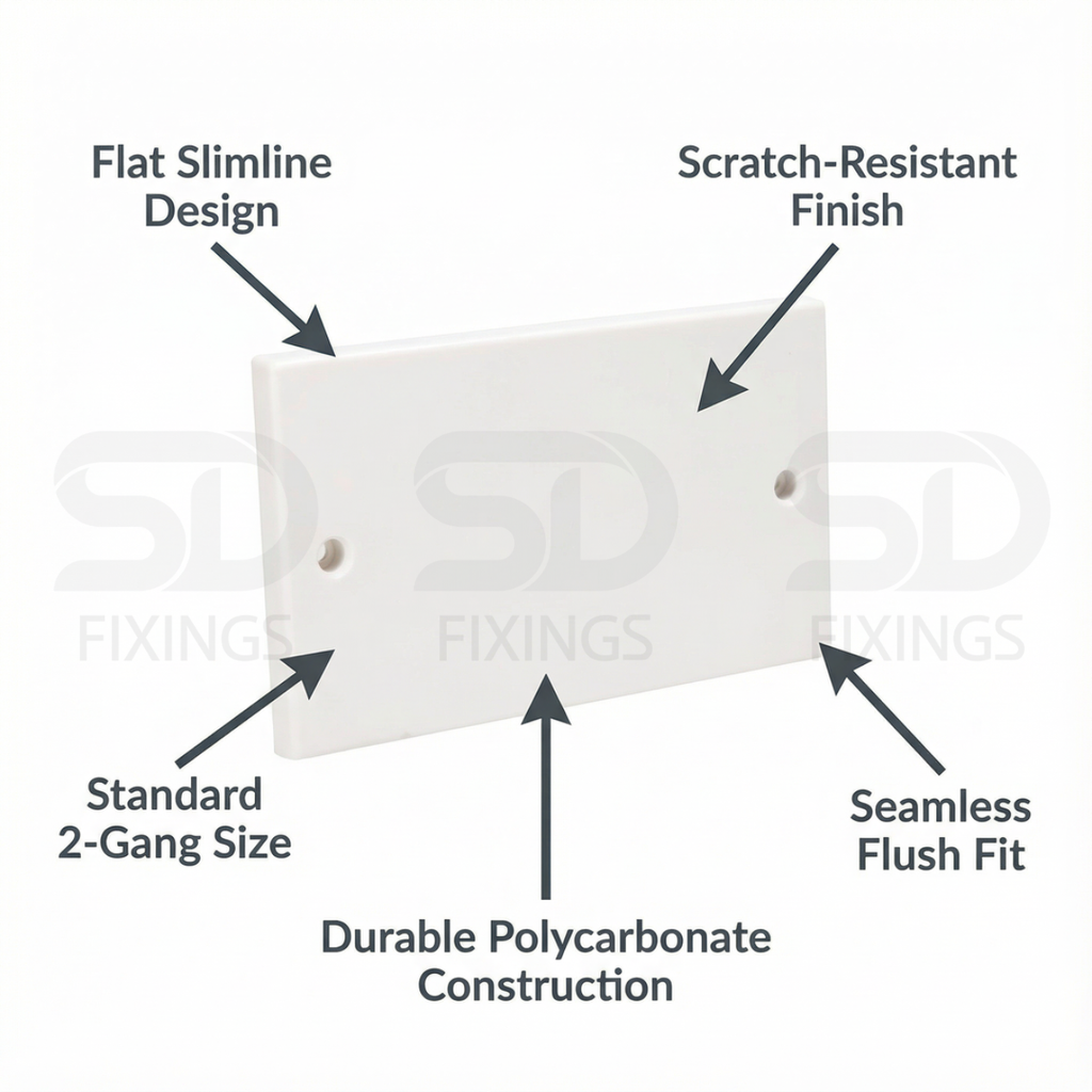 Electrical Blanking Plate 2 Gang – White / Standard Fit