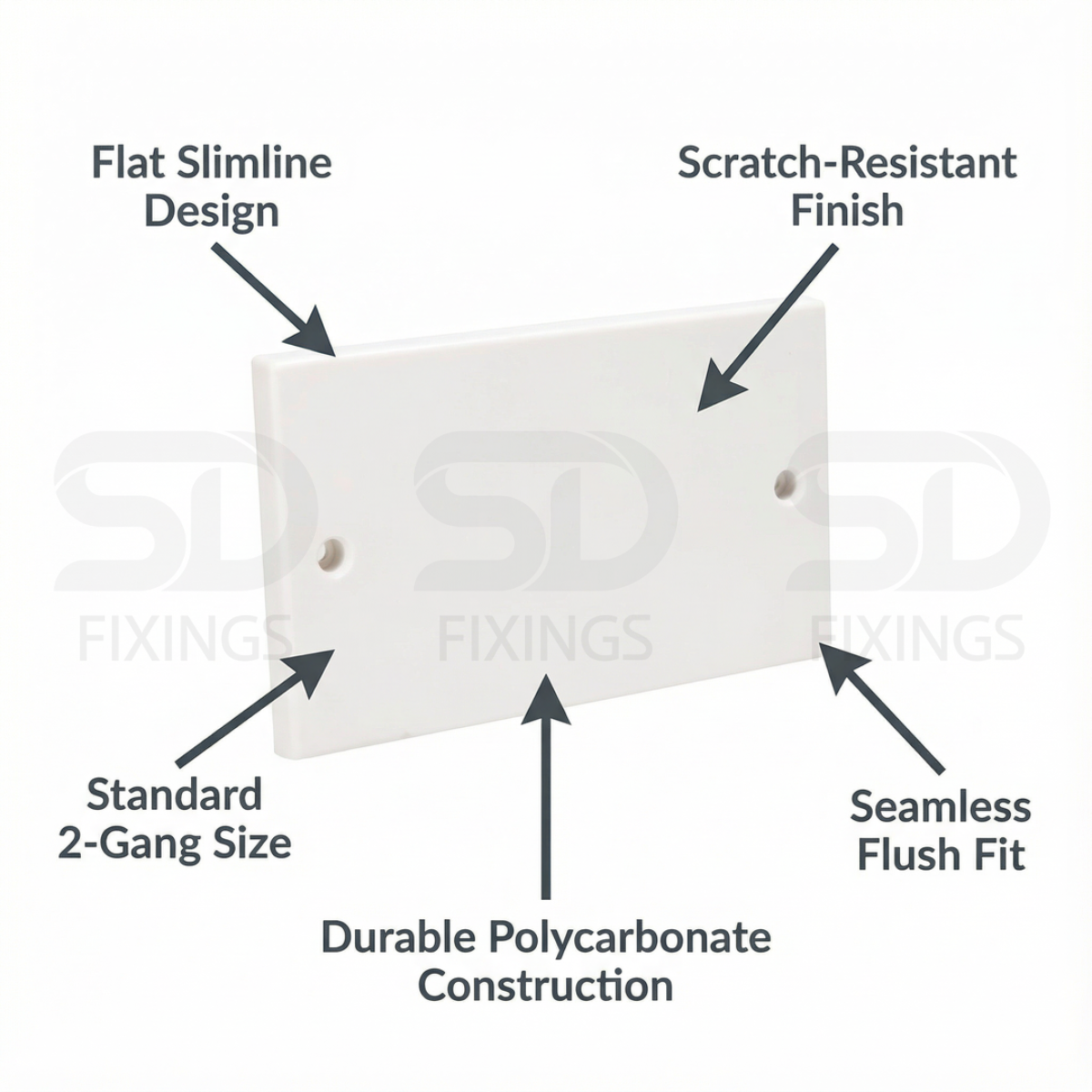 Electrical Blanking Plate 2 Gang – White / Standard Fit