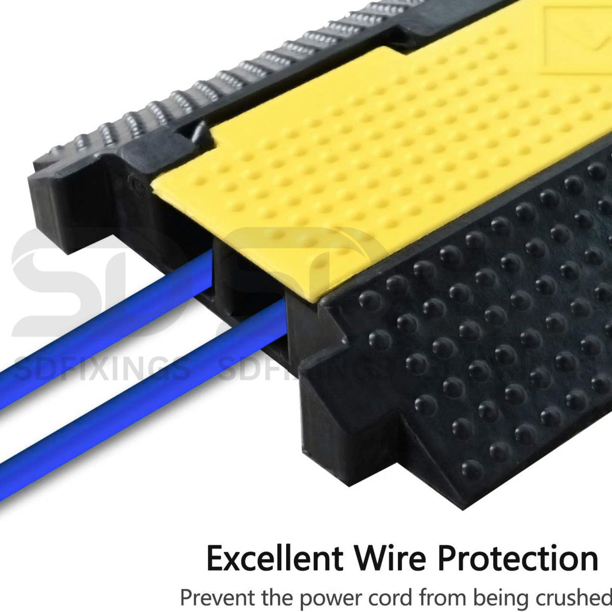 Heavy Duty 2 Channel Cable Protector, Wire Cover Ramp for Pedestrian and Cars
