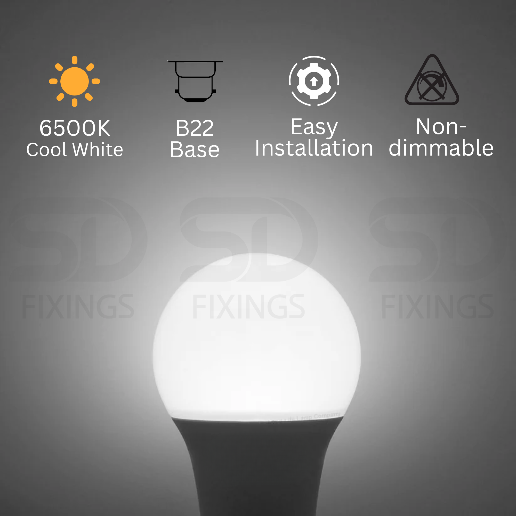 LED GLS B22 6.5W 6500K Cool White Opal Lamp 40W Equivalent - Pack of 2