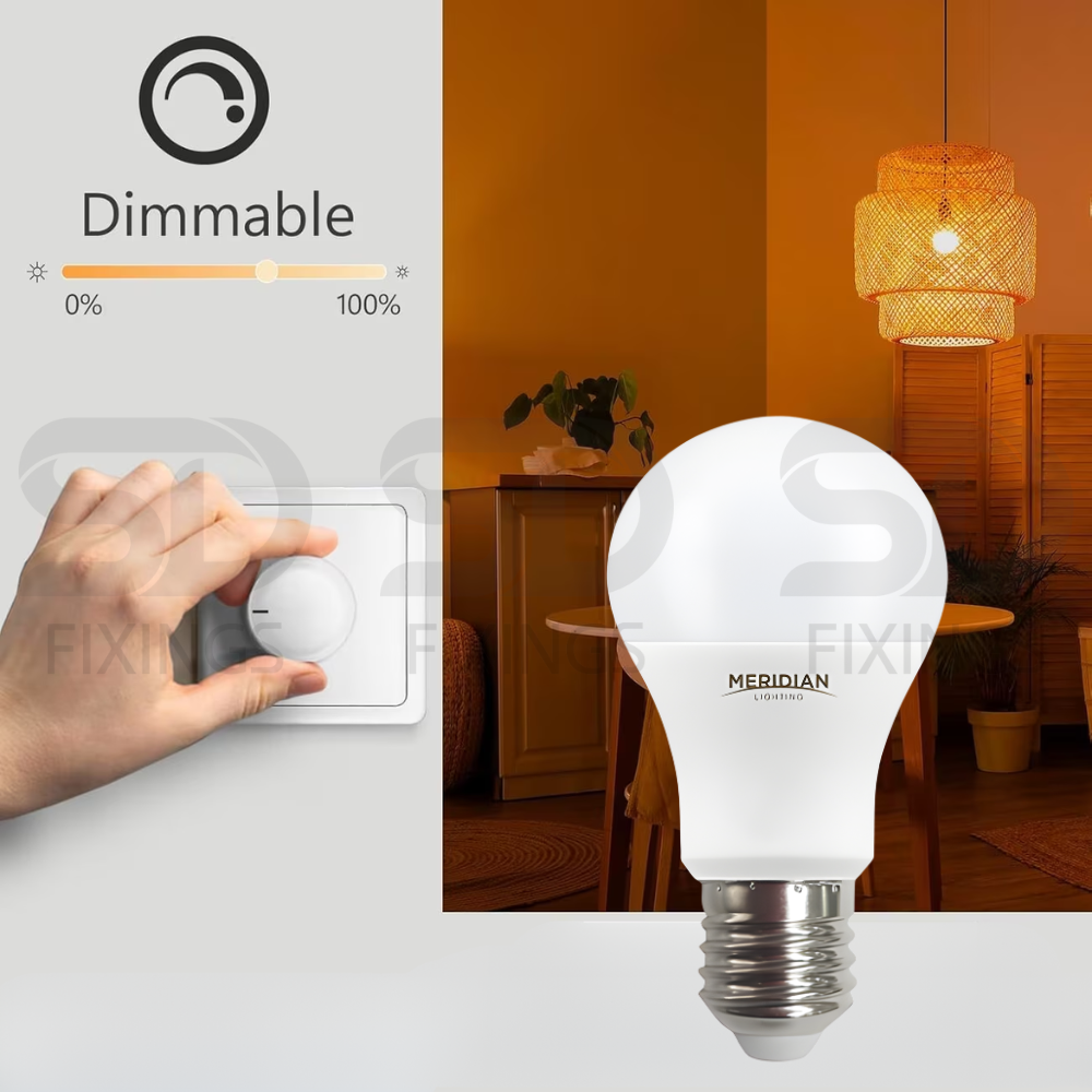 LED E27 Bulb 9.5W A60 GLS Lamp Pack of 2 60W Equivalent 3000K Warm White 806Lm Opal Energy Saving Dimmable