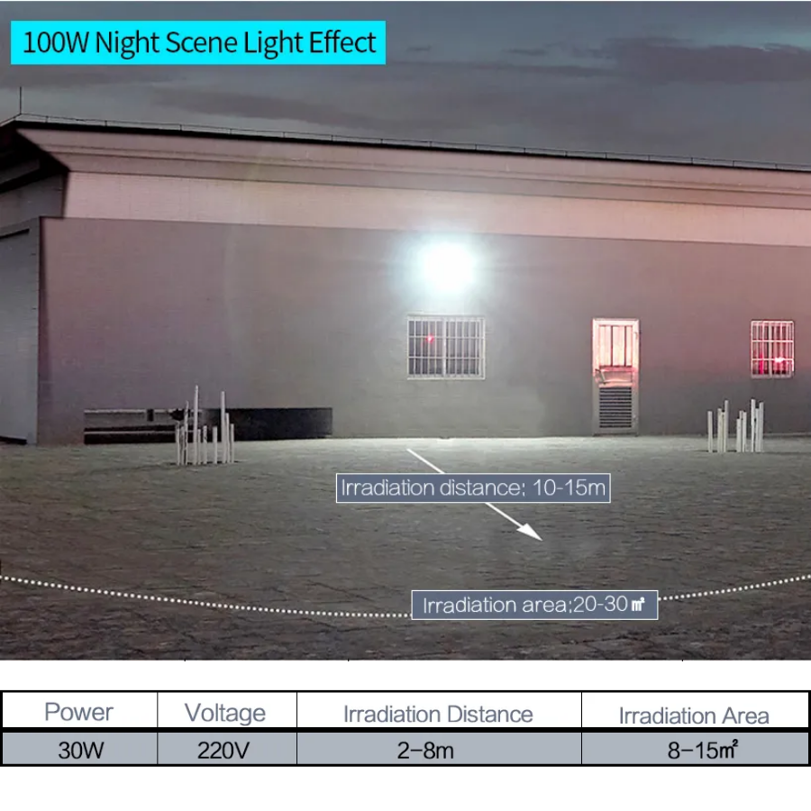 30W LED Slim Curved Floodlight with IP65 Integrated Junction Box – 2400Lm, 6500K