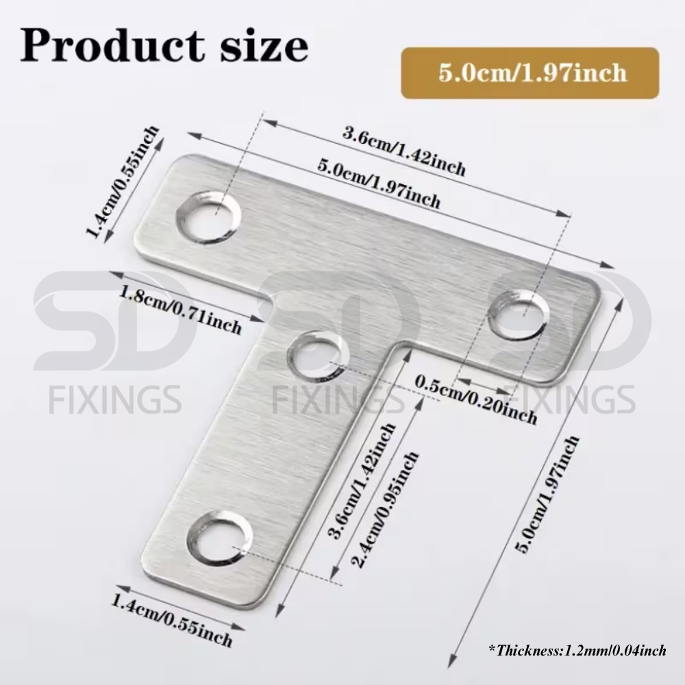 50x50x1.2mm T-Shape Flat Mending Plate Bracket