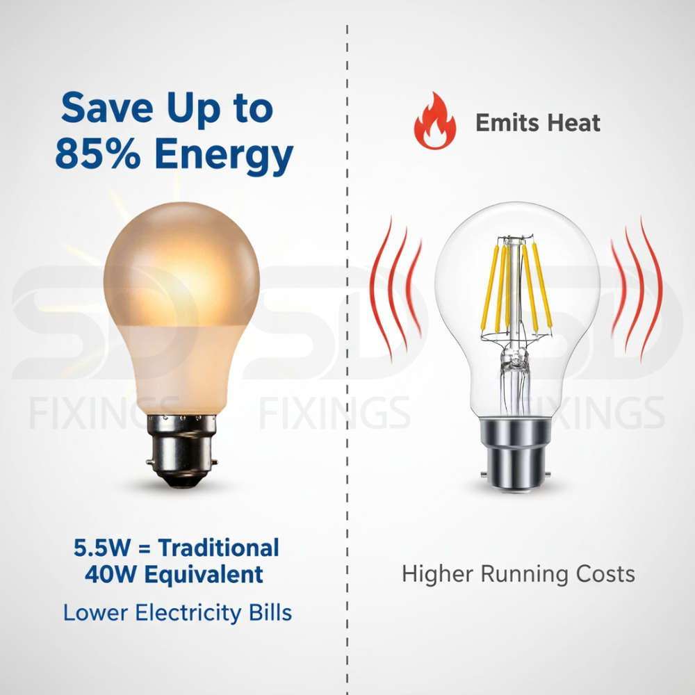 5.5W LED Mini Globe Bulb B22 BC 40W Equivalent Warm White 3000K - Pack of 3